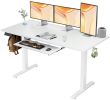 Sweetcrispy Electric Standing Desk with Keyboard Tray Large Ergonomic Computer Desk Home Office Desk,55 x 24 Inches White