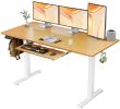 Sweetcrispy Electric Standing Desk with Keyboard Tray Large Ergonomic Computer Desk Home Office Desk,55 x 24 Inches Natural