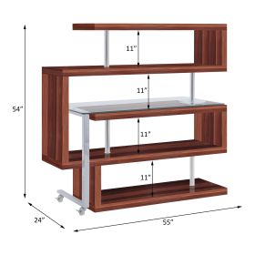 ACME Raceloma Writing Desk w/Shelf, Clear Glass, Walnut & Chrome Finish 93183