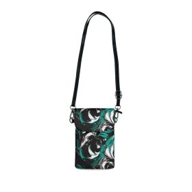 Black Green White Abstract Pattern Crossbody Cell Phone Wallet Purse