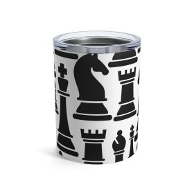 Insulated Tumbler 10oz, Black And White Chess Print