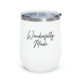 Insulated Tumbler - 12oz Wonderfully Made Black Affirmation Inspiration