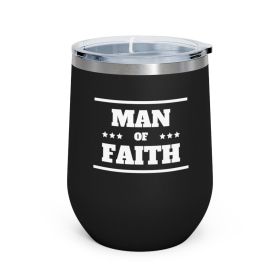 Insulated Tumbler - 12oz, Man Of Faith Christian Inspiration Word Art