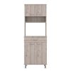 Newton 8-Shelf 1-Drawer 2-piece Kitchen Set, Kitchen Island and Pantry Cabinet White and Light Gray