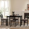 5PCS Stylish Dining Table Set 4 Upholstered Chairs with Ladder Back Design for Dining Room Kitchen Brown Cushion and Black (=OLD SKU:W69177433)