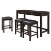 TOPMAX 4-Piece Counter Height Table Set with Socket and Leather Padded Stools, Espresso