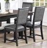 Contemporary Dining Room 7pc Set Grey Finish PU Dining Table w Shelf and 6x Side Chairs Fabric Upholstered seats Back Chairs