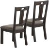 Transitional Style 7pc Dining Room Set Dining Table w Leaf and 6x Side Chairs Dark Grey Finish Cushion Seats Kitchen Dining Furniture