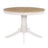 TREXM 5-Piece Retro Functional Dining Table Set Wood Round Extendable Dining Table and 4 Upholstered Dining Chairs (Off White)