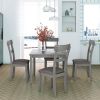 TREXM 5 Piece Dining Table Set Industrial Wooden Kitchen Table and 4 Chairs for Dining Room (Grey)