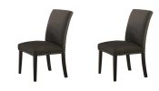 Contemporary Dining Table Ash Black Polyfiber Upholstery 6x Side Chairs Cushion Seats 7pc Dining Set Dining Room Furniture