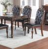 Traditional Formal Brown Finish 7pc Dining Set Table w 6x Side Chairs Rubber wood Intricate Design Tufted back Cushion Seat Dining Room Furniture