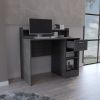 Computer Desk Delmar with Open Storage Shelves and Single Drawer, Smokey Oak Finish