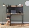 Geo Shelf Contemporary Desk in Black Steel and Natural Wood by LumiSource