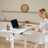 Sweetcrispy Electric Standing Desk with Keyboard Tray Large Ergonomic Computer Desk Home Office Desk,55 x 24 Inches White