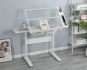 hand crank adjustable drafting table drawing desk with 2 metal drawers (white)WITH STOOL