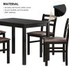 5PCS Stylish Dining Table Set 4 Upholstered Chairs with Ladder Back Design for Dining Room Kitchen Brown Cushion and Black (=OLD SKU:W69177433)