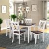 TOPMAX 5-Piece Dining Table Set Home Kitchen Table and Chairs Wood Dining Set, White+Cherry