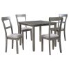 TREXM 5 Piece Dining Table Set Industrial Wooden Kitchen Table and 4 Chairs for Dining Room (Grey)