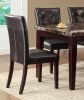 Espresso Finish 6pc Dining Set Faux Marble Top Table Bench Button-Tufted 4 Side Chairs Casual Transitional Dining Furniture