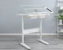 hand crank adjustable drafting table drawing desk with 2 metal drawers (white)WITH STOOL