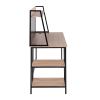 Geo Shelf Contemporary Desk in Black Steel and Natural Wood by LumiSource