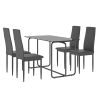 5-piece Rectangle Dining Table Set with Metal Frame, Tempered Glass Dining Table for Kitchen Room, Black