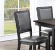 Contemporary Dining Room 7pc Set Grey Finish PU Dining Table w Shelf and 6x Side Chairs Fabric Upholstered seats Back Chairs