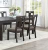 Transitional Style 7pc Dining Room Set Dining Table w Leaf and 6x Side Chairs Dark Grey Finish Cushion Seats Kitchen Dining Furniture