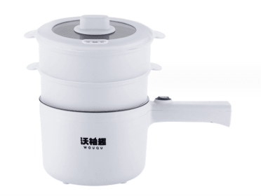 Home Integrated Noodle Cooking Intelligent Small White Pot Electric (Option: White-Single pot double steaming gri-CN)