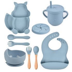 Silicone Squirrel Tableware Baby Silicone Food Supplement Set Baby Spork Integrated Silicone Plate Suit (Option: Y21-Suit)