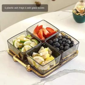 Dried Fruit Tray Living Room Home Glass Fruit Snack Dish Grid Candy Plate (Option: Ash Tray 1 4 Plates)