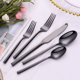 Stainless Steel Knife Fork And Spoon Set Hexagonal Forging (Option: Titanium Black Five Piece Set)